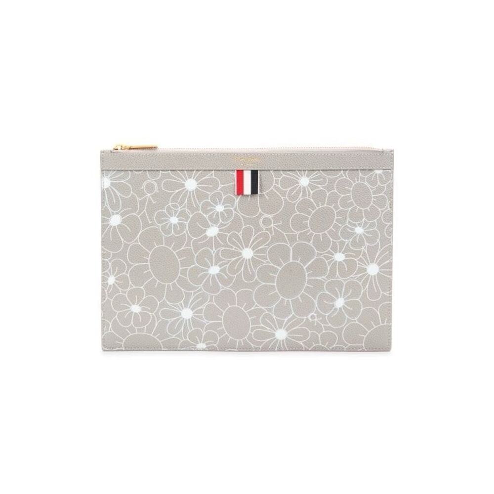 NWT & dust bag THOM BROWNE $900 Floral Leather Document Holder Clutch Bag, Italy